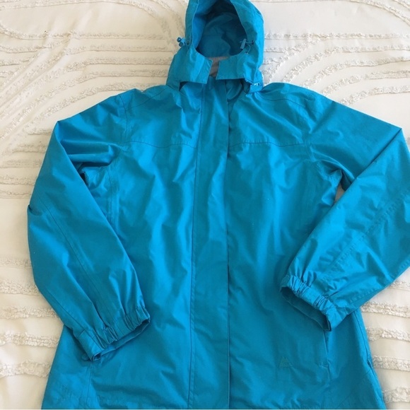 one valley Jackets & Blazers - One valley Blue Hooded Rain Jacket small